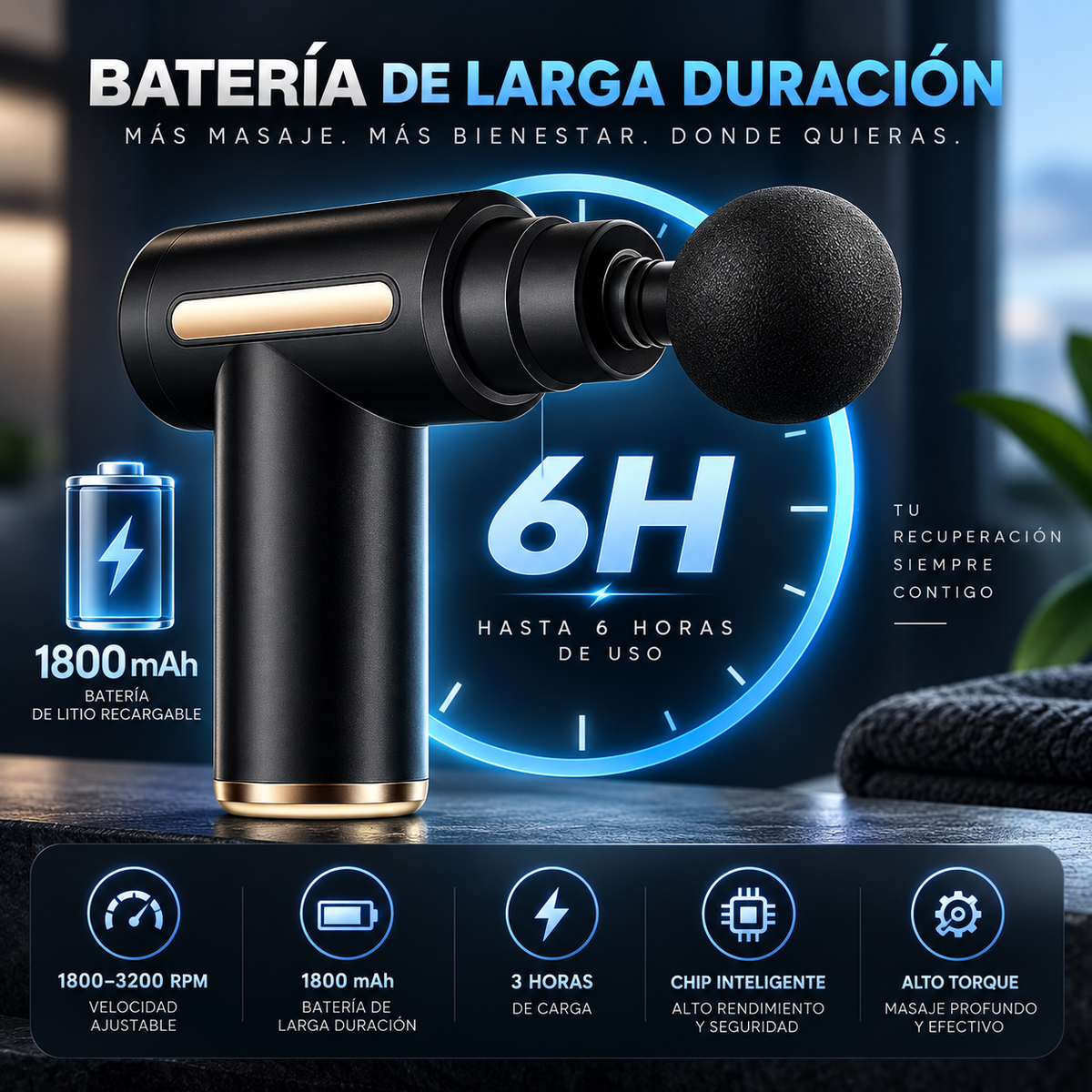 MASAJEADOR MUSCULAR  PORTATIL RECARGABLE
