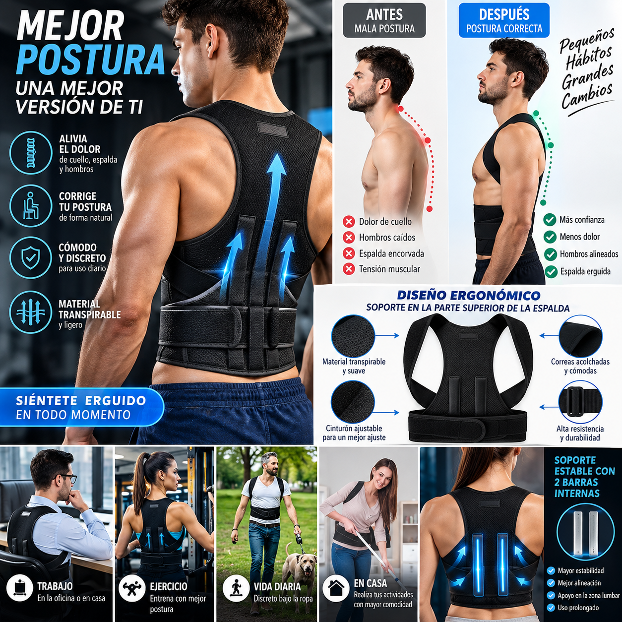 Corrector postura cinturon faja ajustabl