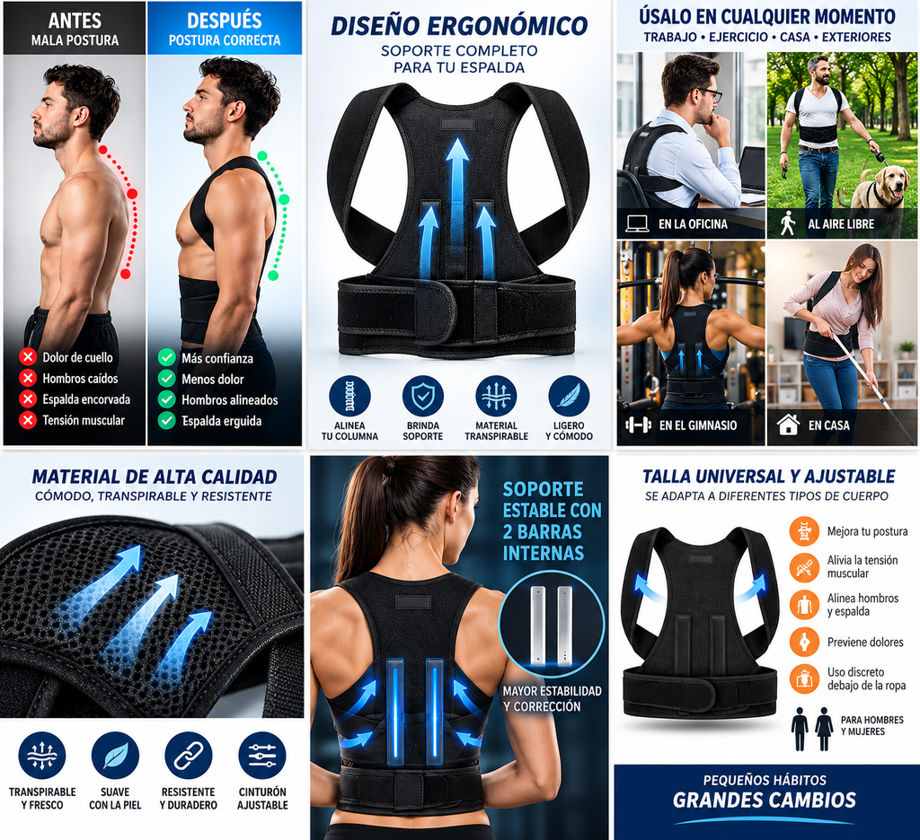 Corrector postura cinturon faja ajustabl