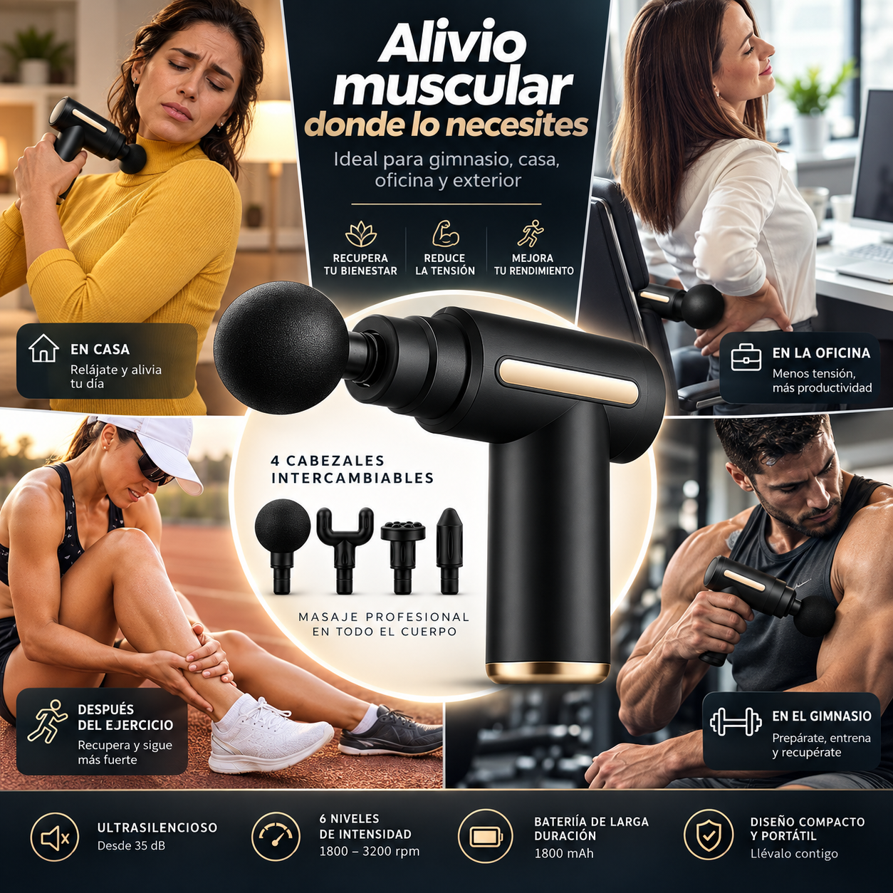 MASAJEADOR MUSCULAR  PORTATIL RECARGABLE